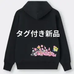 タグあり　裏起毛　GU カービィ フード付きパーカー ブラック