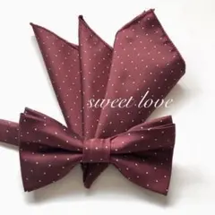 蝶ネクタイ ポケットチーフ2点セット/ワインレッド O