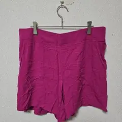 ピンク レーヨン 薄手ショートパンツウエストゴム