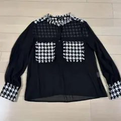 LAMIA風 千鳥柄 シフォンシャツ 韓国ファッション インポートのサムネイル