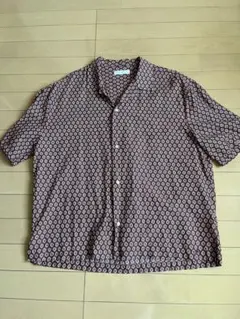 ZARA 半袖シャツ 総柄 ブラウン Lサイズ