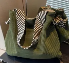 オリーブグリーン コーデュロイ ショルダーバッグ