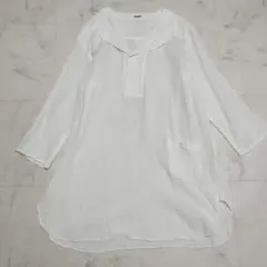 プランテーション　チュニック丈カットソー　白　縮絨のサムネイル