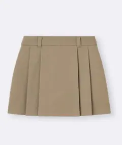 ベージュ プリーツスカート ショートパンツ付き