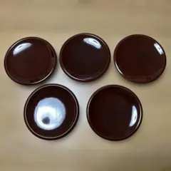 銘々皿 5枚セット 18cm 朱赤 ダークレッド漆器 和菓子 木製皿