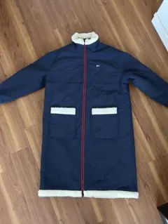 【希少】トミーヒルフィガー ボア切り替え ロングコート ネイビー×赤 韓国限定