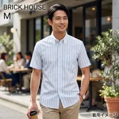 ブリックハウス 半袖シャツ M ストライプ Extra Slim クレリックのサムネイル