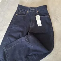 新品タグ付き　GU バレルレッグジーンズ ネイビーXS 裾上げ股下60㎝丈短め