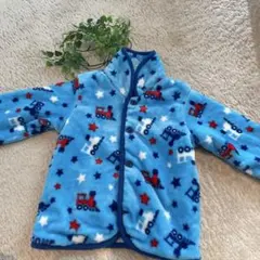 電車と星柄 フリースジャケット 80cm