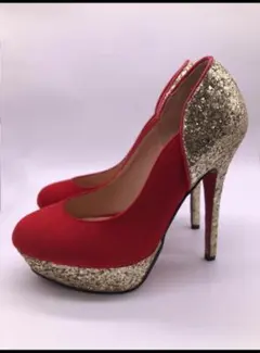 傷あり 即納可！パンプス レディース  ラメ ヒール高さ13cm