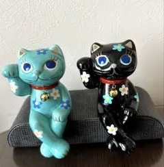 陶器製 招き猫 白黒セット - メルカリ