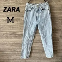 美品✨️ZARAザラ ウォッシュ加工デニムパンツMハイウエスト　テーパードデニム