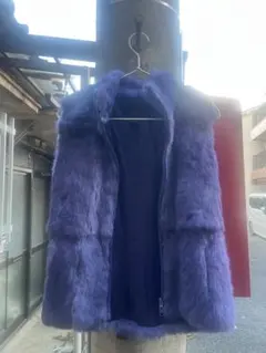 EXPRESS パープル フェイクファーベスト S