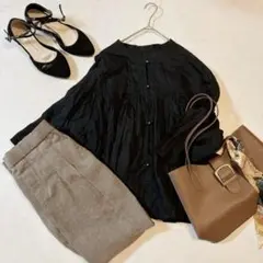 きれいめ オフィスカジュアル 大人カジュアル ブラックコーデ売り 2点セットM