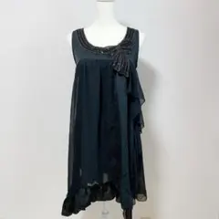 Silent Worth ノースリーブ フリルレース ワンピース チュニック