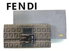 美品　フェンディ　ズッカ柄　キャンバス　長財布　ブラウン