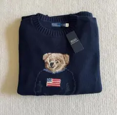 未使用ポロ ラルフローレン インターシャ ニットネック クマ刺繍セーター S