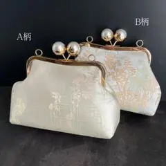 がま口 パーティーバッグ 和装着物袴 パールチェーン クラッチバッグ A柄