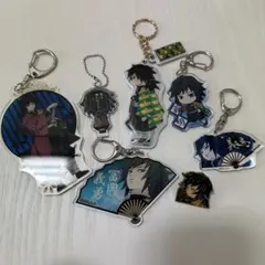 鬼滅の刃 冨岡義勇 アクリルキーホルダー リフレクトキーホルダー ピンズ 7個