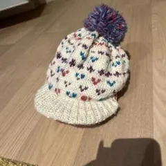 カラフルニット帽 ポンポン付き