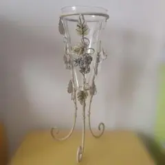 アイアン　ガラス　フラワースタンド　ヴィンテージ　アンティーク　花瓶　置物