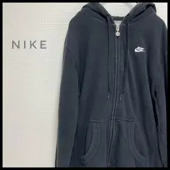 NIKE ナイキ スウッシュ 刺繍ロゴ フルジップ パーカー 黒 ブラック