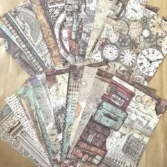 海中時計他　コラージュ素材　素材紙　デザインペーパー　20枚　おすそ分け