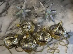 クリスマスオーナメント 9個セット シルバー・ゴールド 王冠　星
