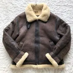【希少L リアルムートン】フライトジャケット　茶　B-3 ボア　ヴィンテージ