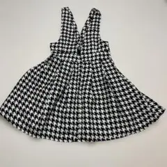 ハウンドトゥース柄ノースリーブワンピース千鳥格子の秋冬素材 ワンピース　サイズM