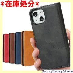 iPhone13 mini ケース 手帳型 iP た色 レトロ ブラック 472