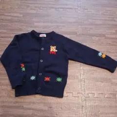 【ミキハウス】 ネイビー クマ刺繍 カーディガン　110cm