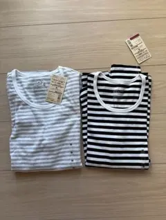 クルーネック長袖Tシャツ　グレー　黒　無印