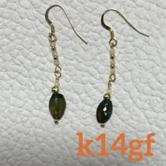 ブラックオパール　k14gf 揺れるピアス　高品質