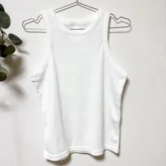 美品✨タンクトップ アメリカンスリーブ ノースリーブ 白 ポリエステル お出かけ