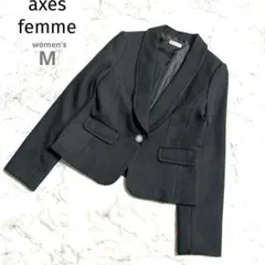 【アクシーズファム】テーラードジャケットフォーマルM黒ブラックリボンボタン縁刺繍