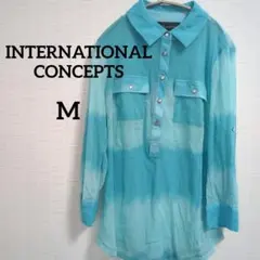 INTERNATIONAL CONCEPTS 長袖シャツ 九分袖 Mシースルー