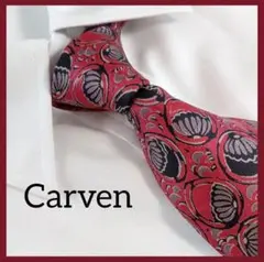 美品　カルヴェン　carven　ネクタイ　総柄　レッドのサムネイル