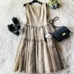 11.8万✨未使用 フォクシー フレンチシアーワンピース シルク ベージュ 40