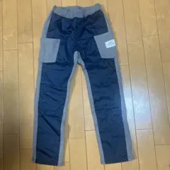 BeBe 中綿入りロングパンツ 130cm グレー×ネイビー♡