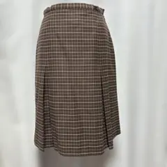 courreges チェック柄 プリーツスカート ブラウン