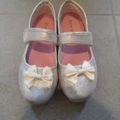 シルバー リボン付き フォーマルシューズ