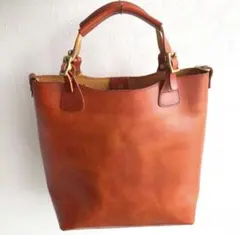 本革 ヌメ革 斜めがけ 2way ショルダーバッグ ハンドメイド　ブラウン