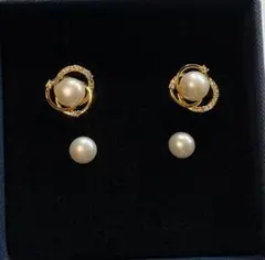 パールピアス2点セット ゴールド 一粒 上品 フォーマル 普段使い