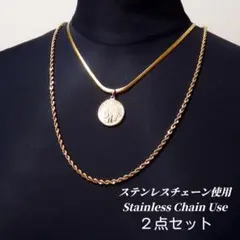 ステンレスチェーン使用　Trend 2点セット ネックレス　ゴールド　bjh26