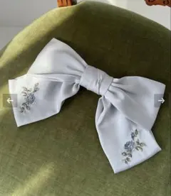 ローズ刺繍ビッグリボンバレッタ/an another angelus