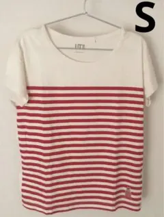 S ユニクロ　リサラーソン ボーダー　半袖Tシャツ　赤　ねこ　ネコ　猫