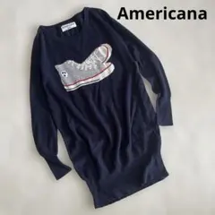 Americana アメリカーナ　カシミヤ混　ニット　スニーカー柄　ネイビー　紺のサムネイル