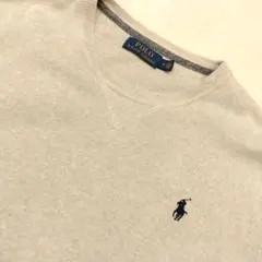 【美品】ポロラルフローレン Vガゼット プルオーバー ライトベージュ