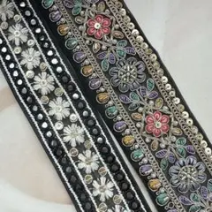 237.インド刺繍リボン 50cm×2本セット 合計1m